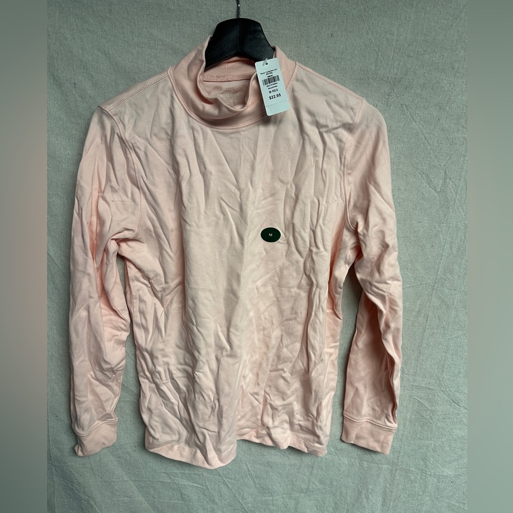 LL Bean mock turtleneck longsleeve shirt wood rose nwt